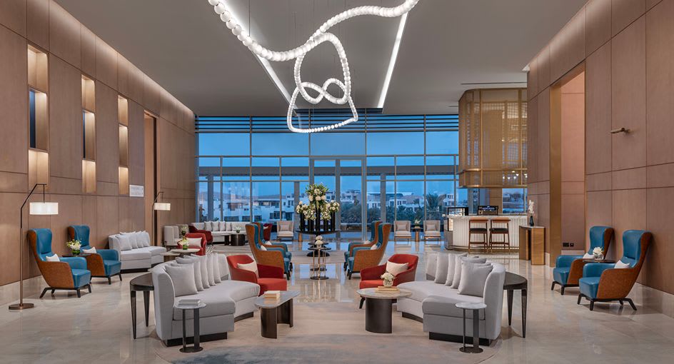 Lobby with sophisticated seating area at Tivoli LA VIE Muscat Hotel 